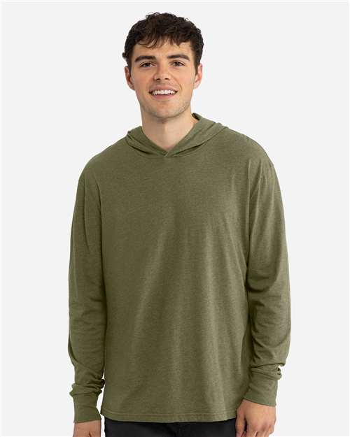 Military Green Unisex CVC Hoodie Long Sleeve T-Shirt - 6221