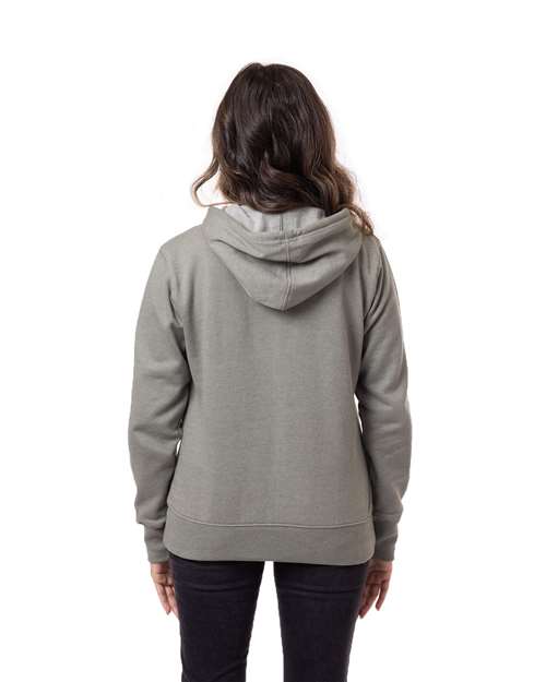 Military Green Women's Heathered Full-Zip Hooded Sweatshirt - EC4580