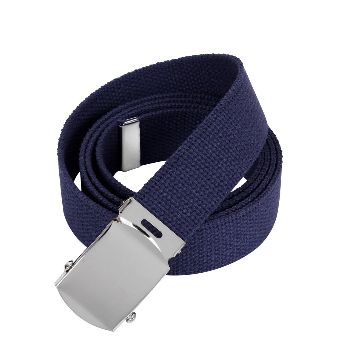Military Web Belts - 64 Inches Long - Chrome / Navy Blue