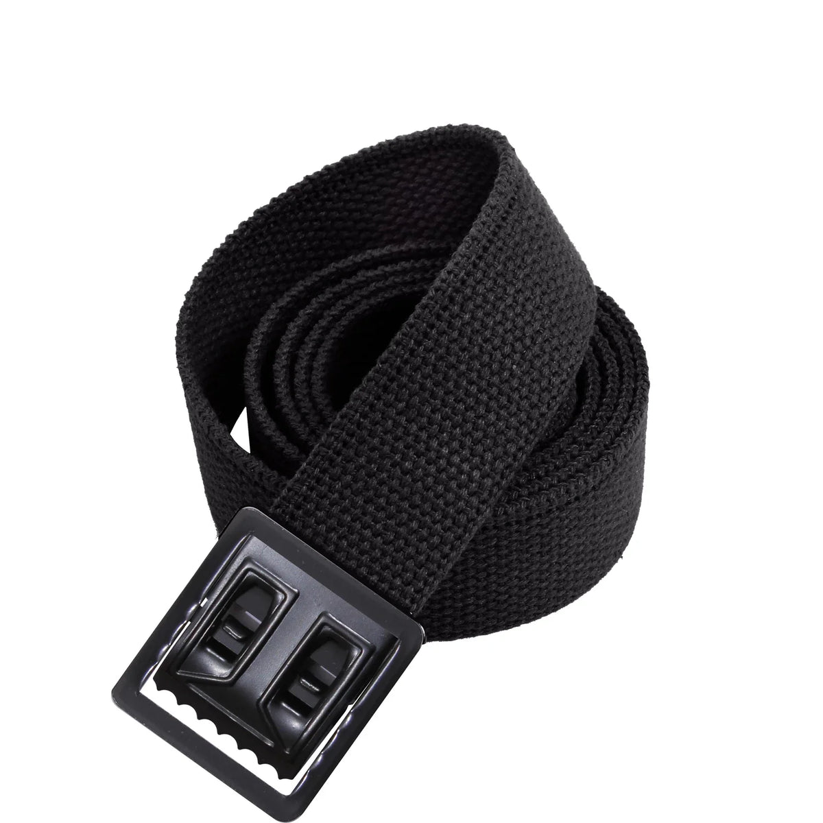 Military Web Belts with Open Face Buckle - Black / 44 Inches