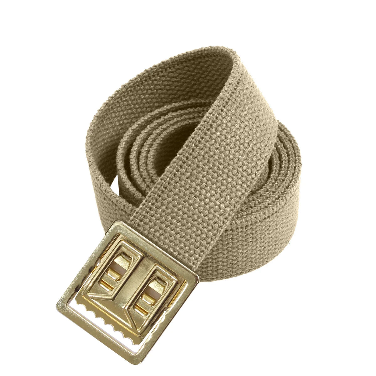 Military Web Belts with Open Face Buckle - Gold / Khaki / 54 Inches