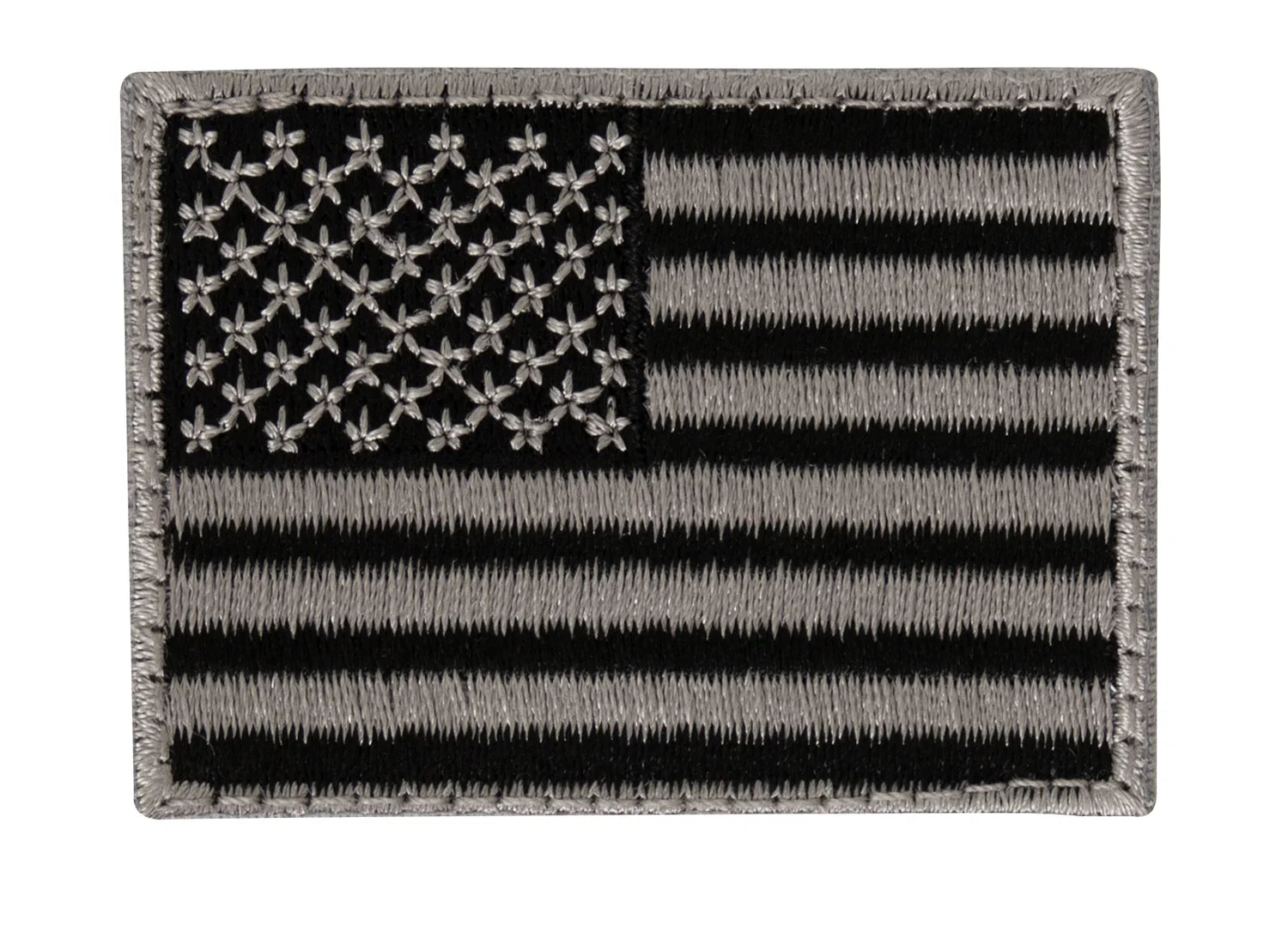 Mini us Flag Patch with Hook Back - Black / Silver
