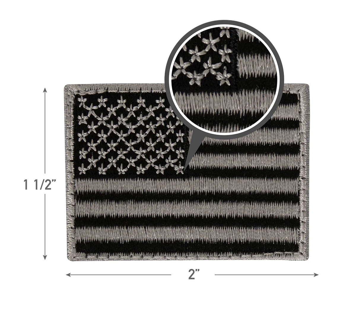Mini us Flag Patch with Hook Back - Black / Silver