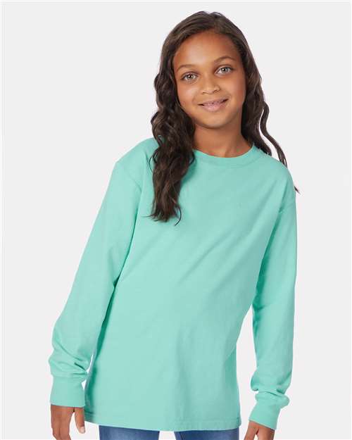 Mint Garment-Dyed Youth Long Sleeve T-Shirt - GDH275
