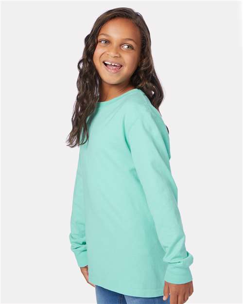 Mint Garment-Dyed Youth Long Sleeve T-Shirt - GDH275
