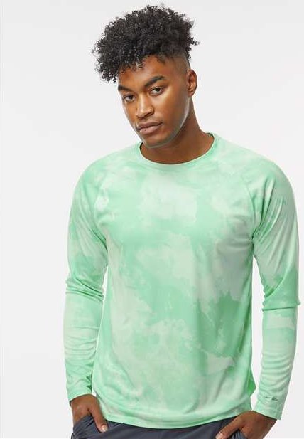 Mint Green Cabo Camo Performance Long Sleeve T-Shirt - 228
