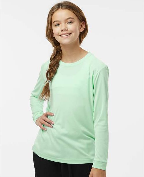 Mint Green Youth Long Islander Performance Long Sleeve T-Shirt - 218Y