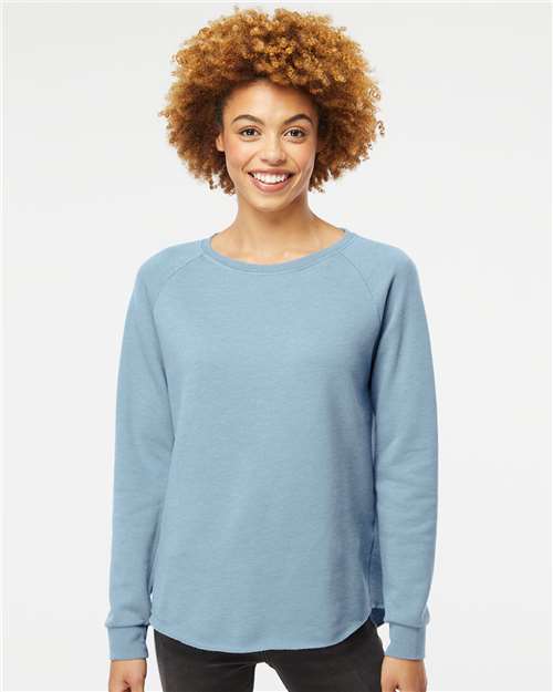 Misty Blue Women&#39;s California Wave Wash Crewneck Sweatshirt - PRM2000