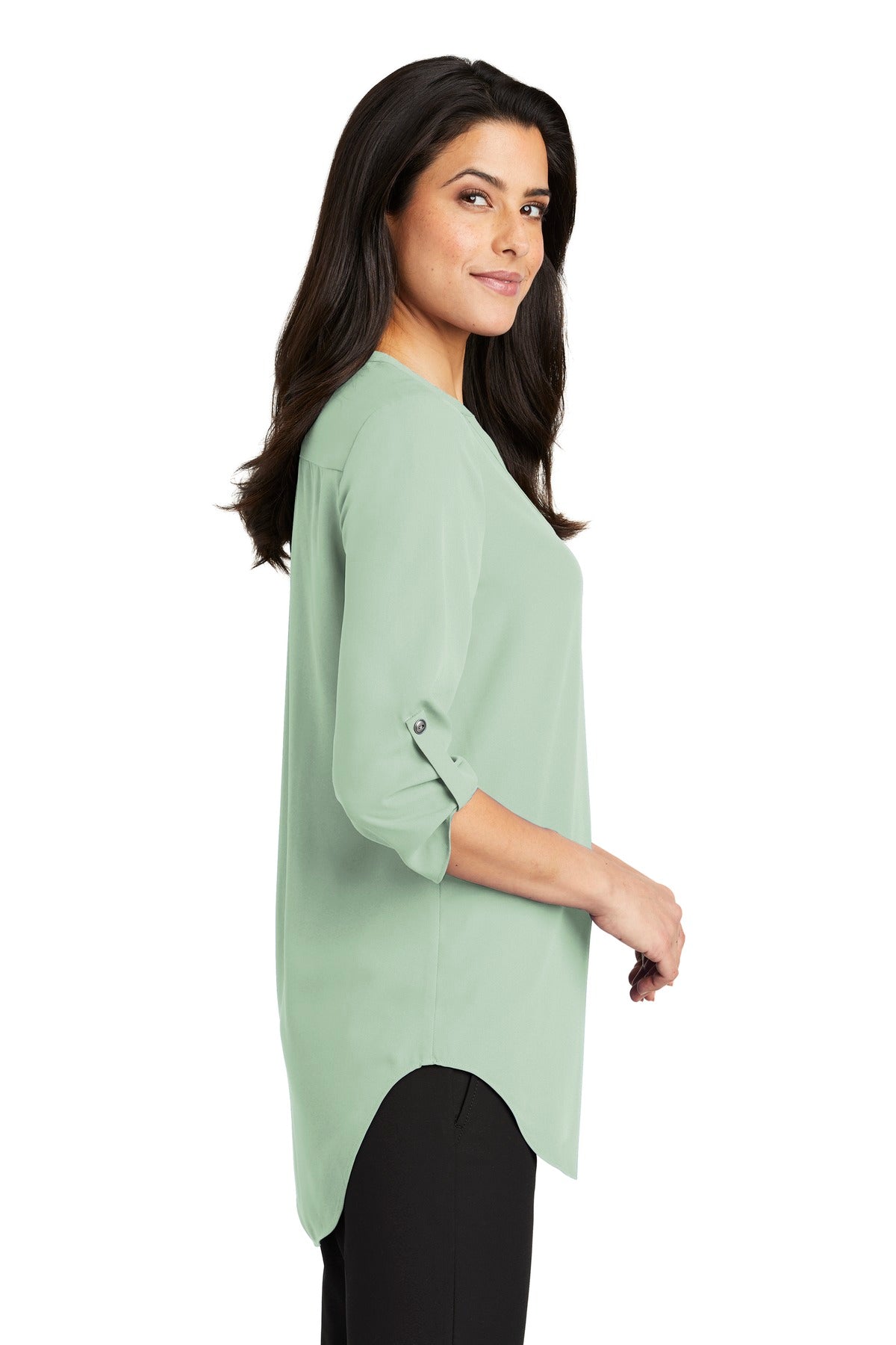 Misty Sage Port Authority Women's 3/4-Sleeve Tunic Blouse. LW701