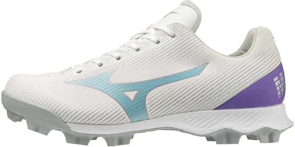 Mizuno 320666 Youth Wave Finch Lightrevo Jr Low Molded Cleats - White Blue