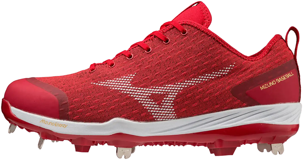 Mizuno 320667 Dominant 4 Low Metal Cleats - Red White