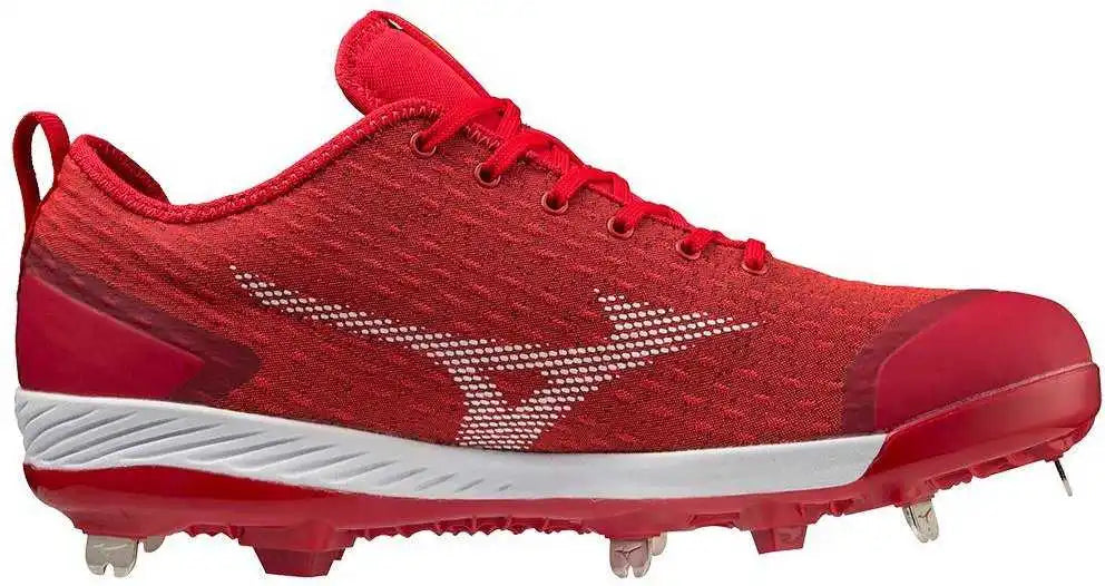 Mizuno 320667 Dominant 4 Low Metal Cleats - Red White