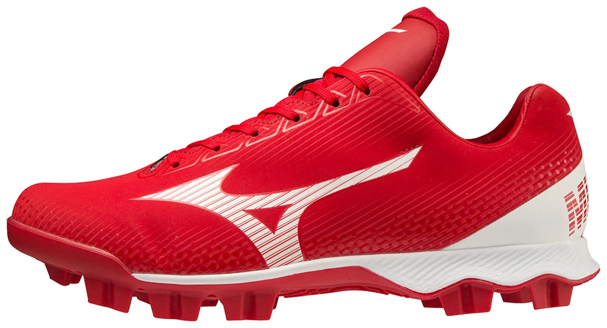 Mizuno 320681 Wave Lightrevo Tpu Men’s Molded Low Baseball Cleat - Red White