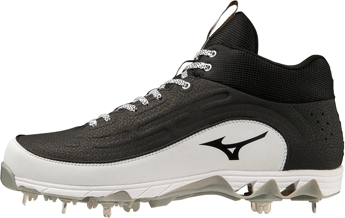 Mizuno 320683 9 Spike Ambition 3 Men’s Mid Metal Cleats - Black White