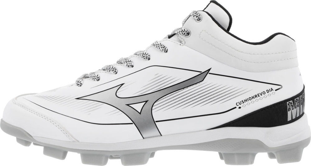 Mizuno 320706 Cushionrevo Diamond Mid Tpu Molded Cleat - White Black