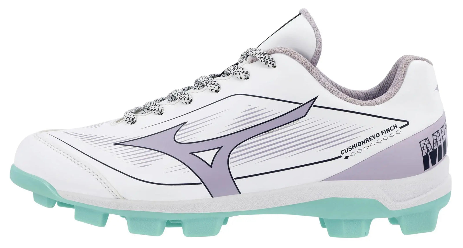 Mizuno 320708 Cushionrevo Finch Tpu Molded Cleats - White Lavendar