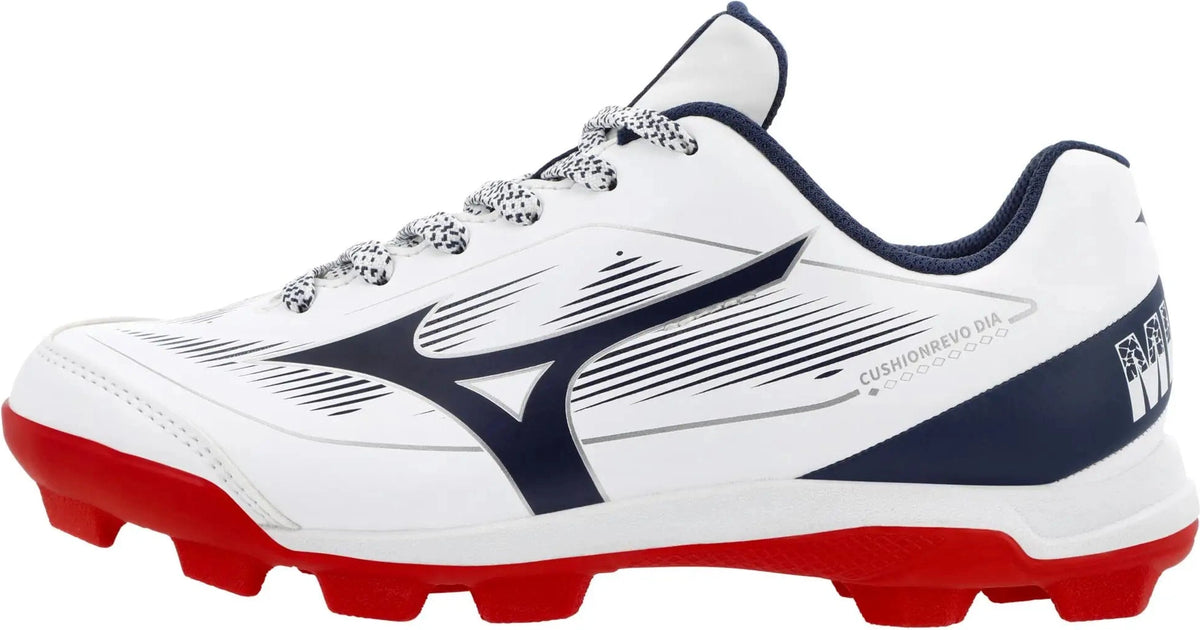 Mizuno 320709 Cushionrevo Diamond Jr Molded Baseball Cleats - White Navy