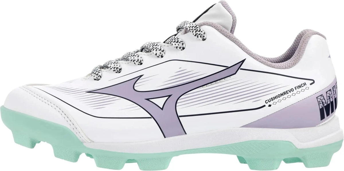 Mizuno 320710 Cushionrevo Finch Jr Softball Cleats - White Lavender