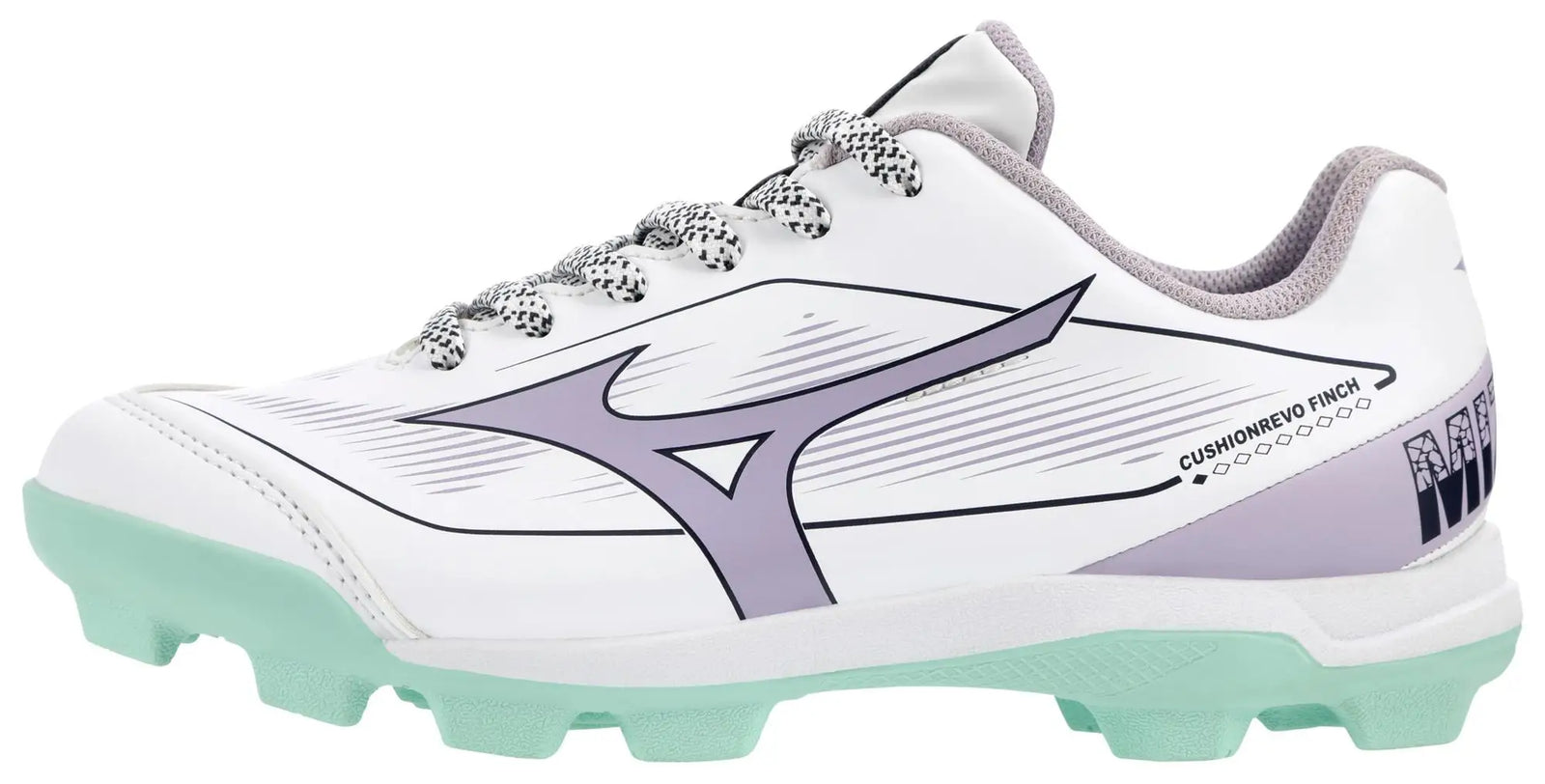 Mizuno 320710 Cushionrevo Finch Jr Softball Cleats - White Lavender