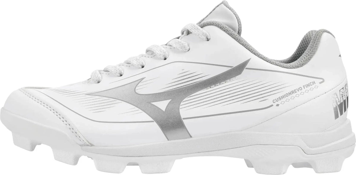 Mizuno 320710 Cushionrevo Finch Jr Softball Cleats - White Silver