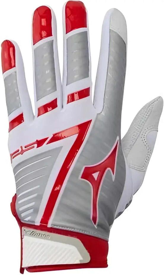 Mizuno 330391 F-257 Women’s Softball Batting Gloves - White Red