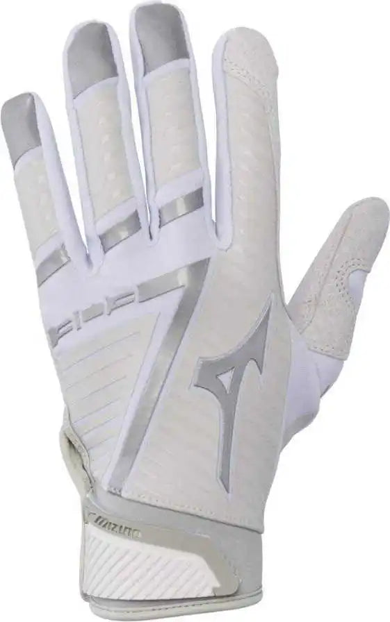 Mizuno 330397 B-303 Youth Batting Gloves - White Gray