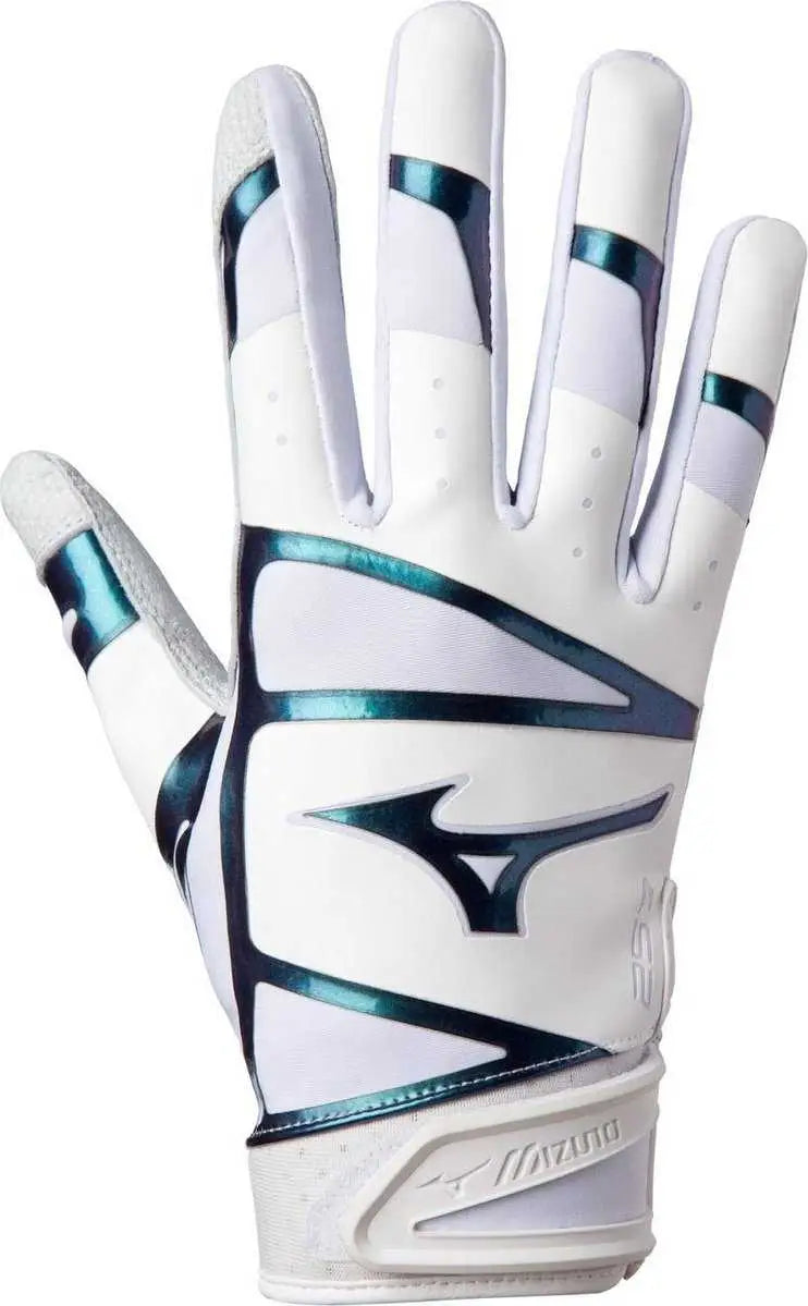 Mizuno 330419 F-257 Women’s Softball Batting Glove - White Iridescent