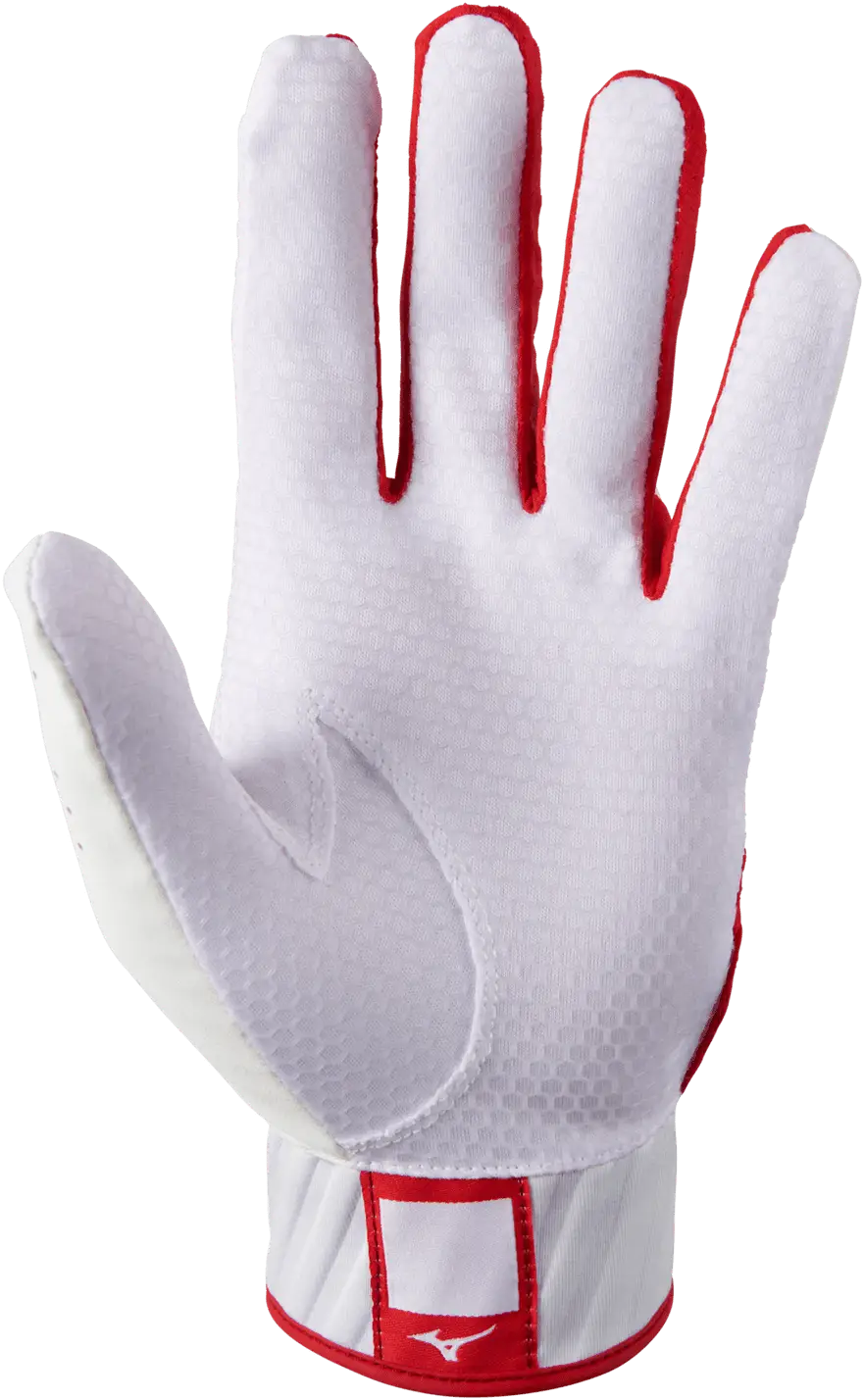 Mizuno 330424 Mvp Adult Baseball Batting Glove - White Red