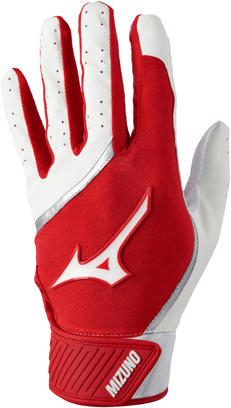 Mizuno 330424 Mvp Adult Baseball Batting Glove - White Red
