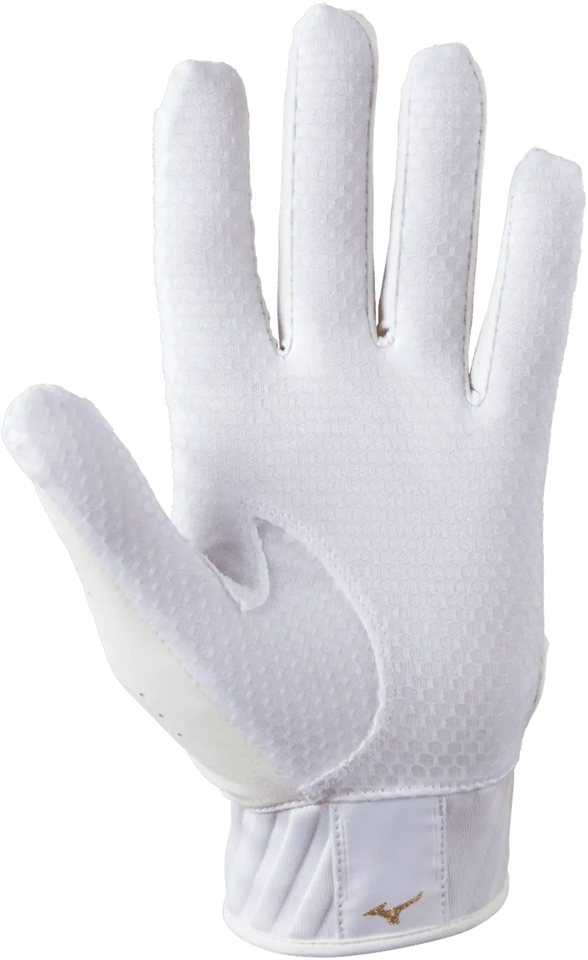 Mizuno 330425 Mvp Youth Baseball Batting Glove - White Gold