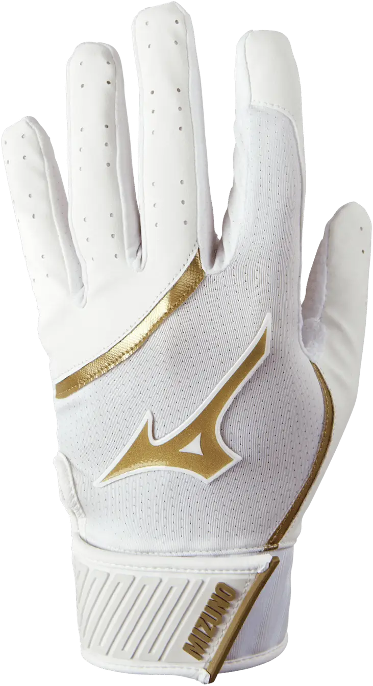Mizuno 330425 Mvp Youth Baseball Batting Glove - White Gold
