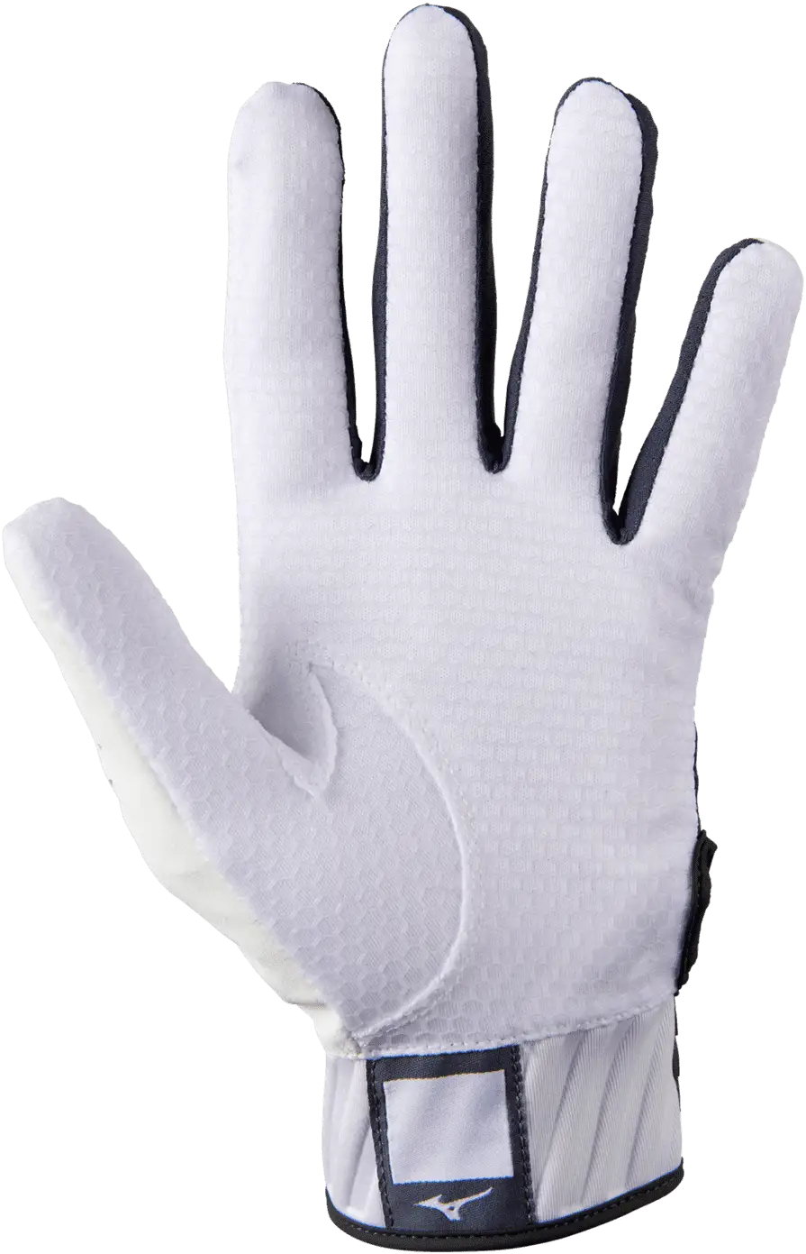 Mizuno 330425 Mvp Youth Baseball Batting Glove - White Gray