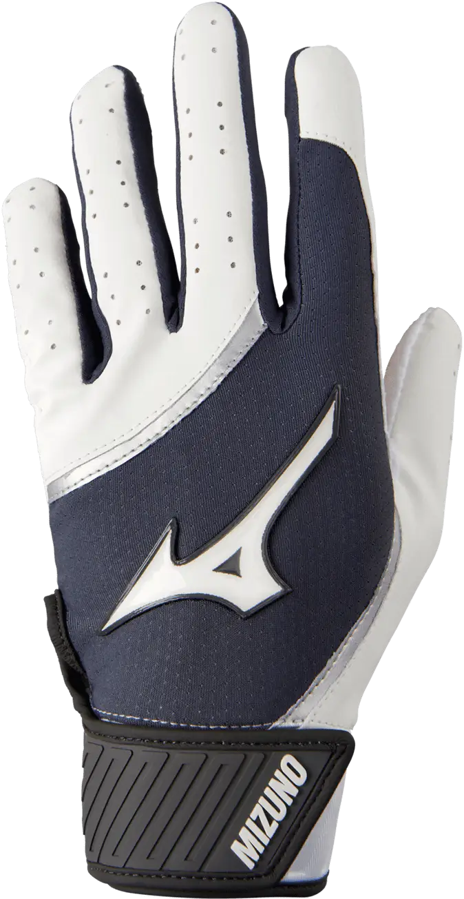 Mizuno 330425 Mvp Youth Baseball Batting Glove - White Gray