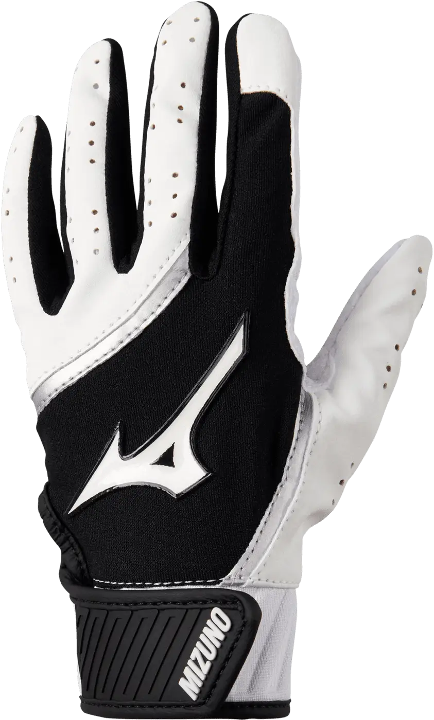 Mizuno 330426 Mvp Youth Tee Ball Batting Glove - White Black - T-ball