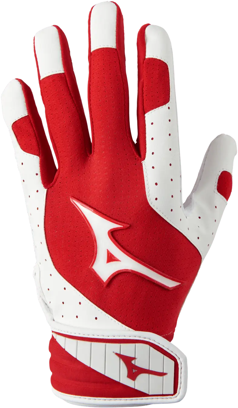 Mizuno 330427 Finch Women’s Softball Padded Batting Glove - White Red