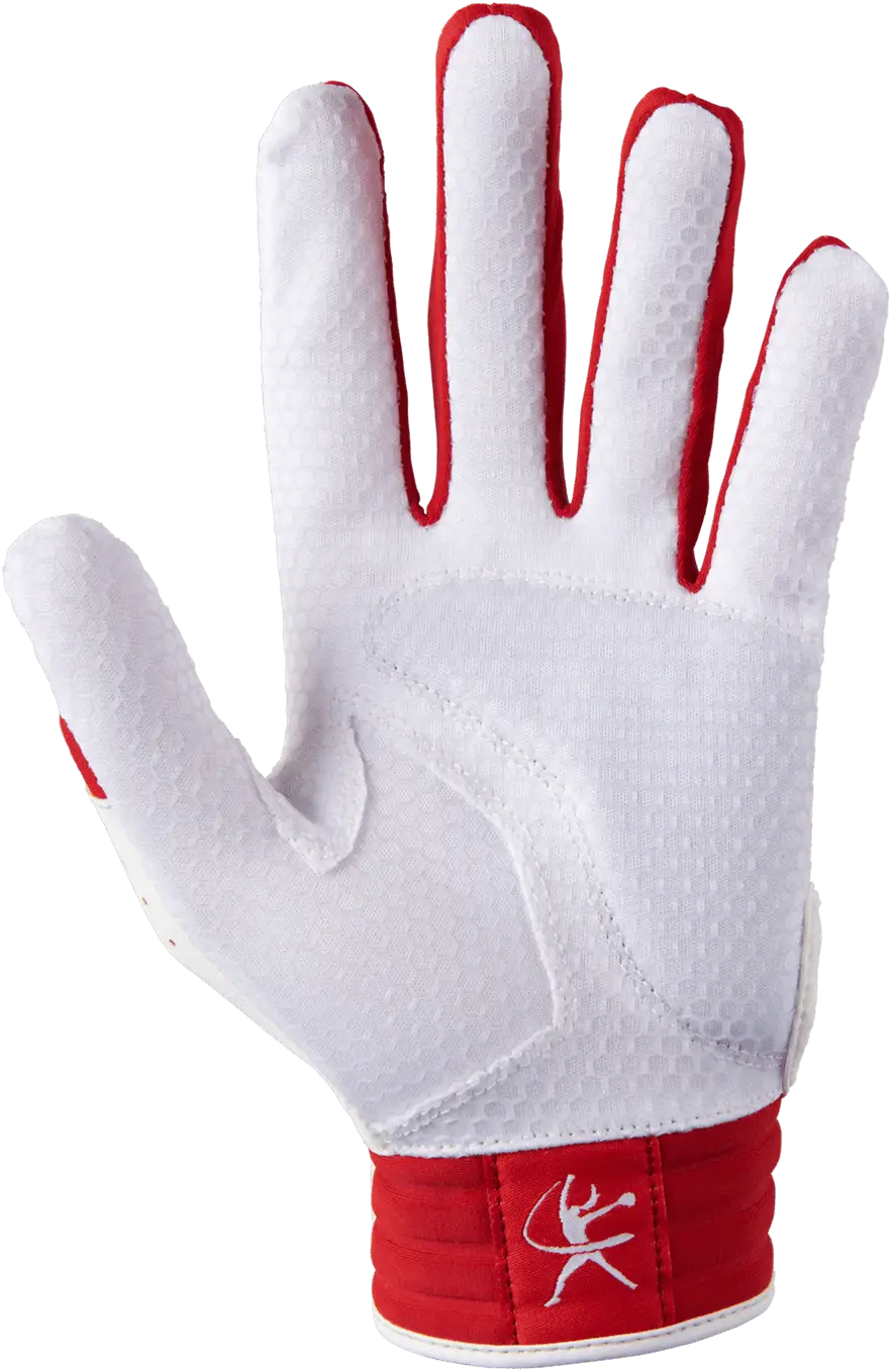 Mizuno 330427 Finch Women’s Softball Padded Batting Glove - White Red