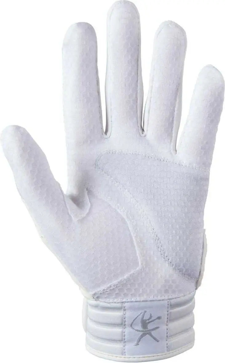 Mizuno 330428 Finch Youth Softball Padded Batting Glove - White Gold