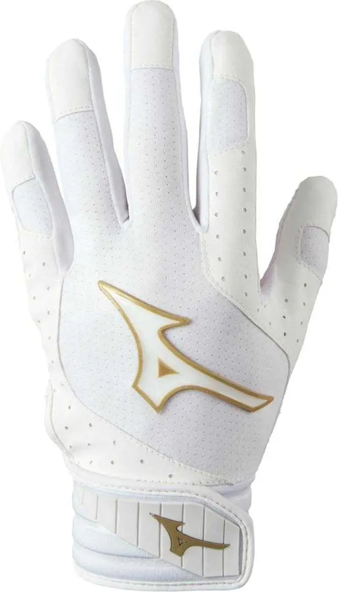 Mizuno 330428 Finch Youth Softball Padded Batting Glove - White Gold