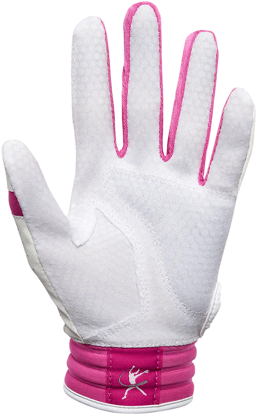 Mizuno 330428 Finch Youth Softball Padded Batting Glove - White Pink