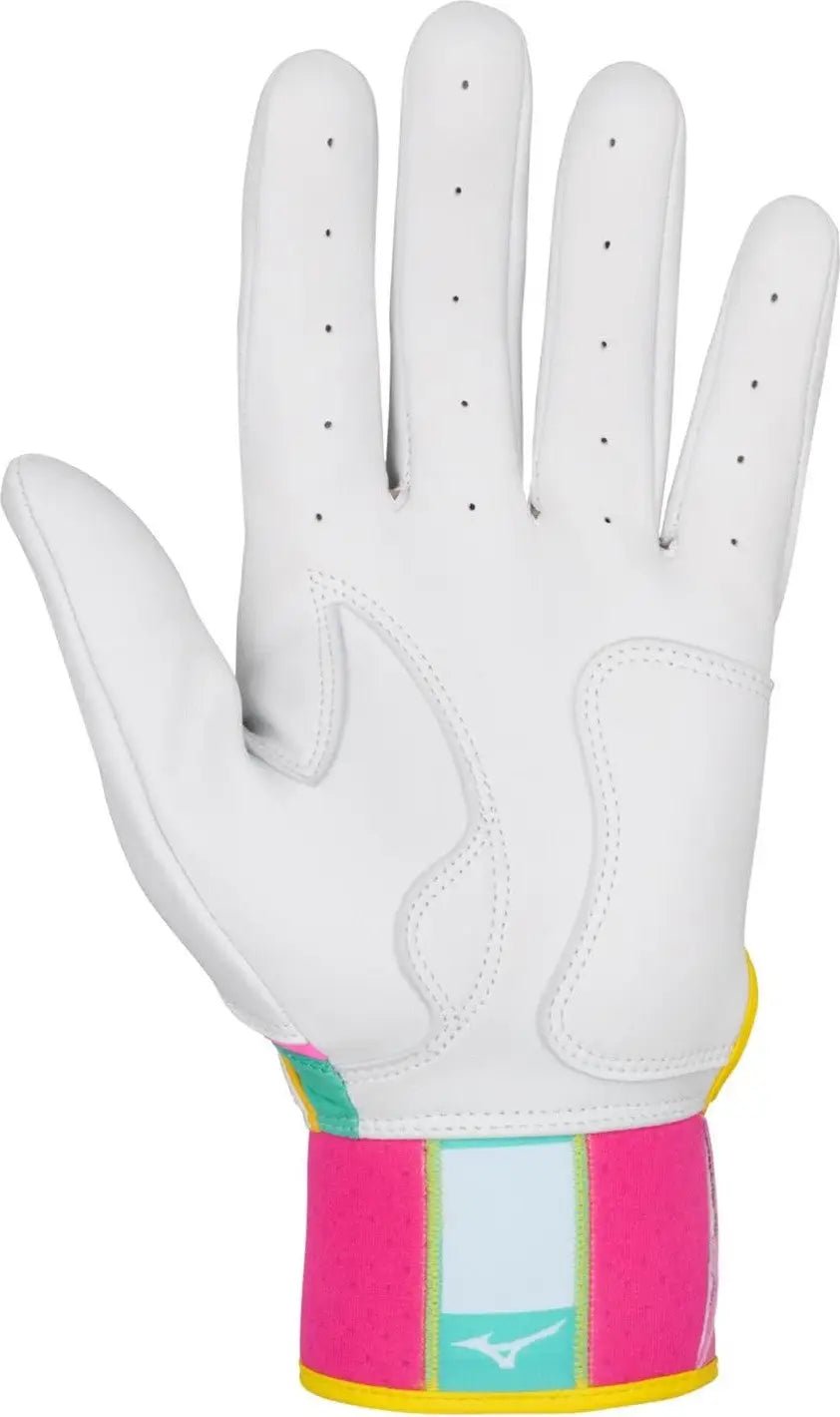 Mizuno 330440 Pro Select Adult Baseball Batting Glove - White-teal