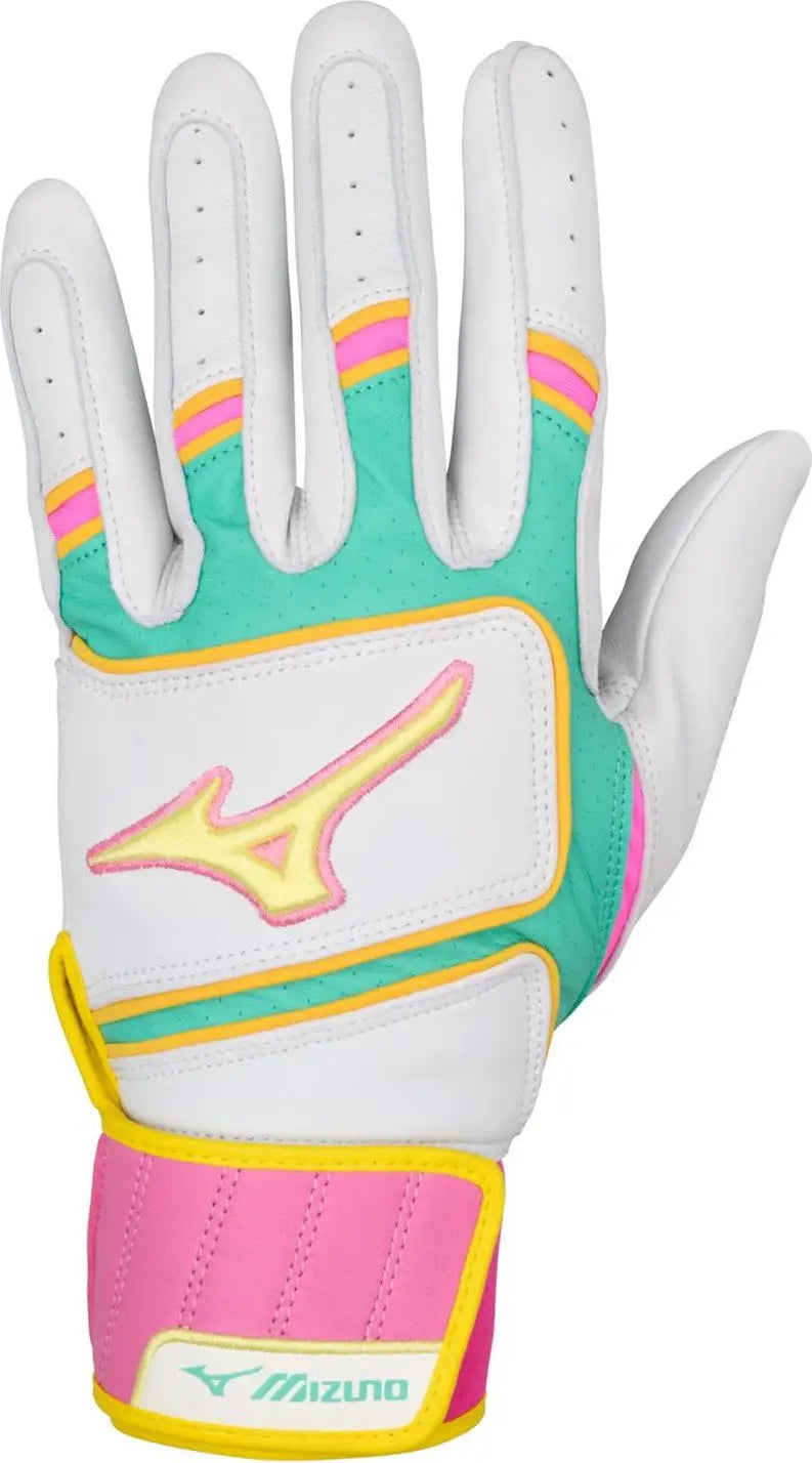 Mizuno 330440 Pro Select Adult Baseball Batting Glove - White-teal