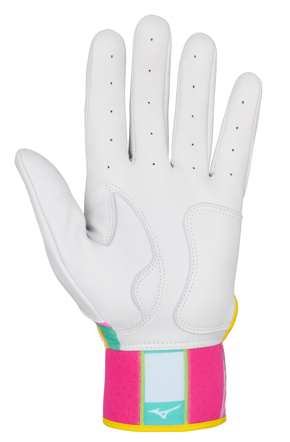 Mizuno 330442 Pro Select Youth Baseball Batting Glove - White-teal