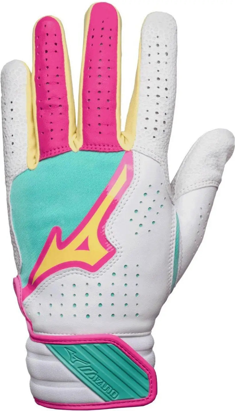 Mizuno 330443 Pro Select Fastpitch Women’s Softball Batting Glove - White-teal