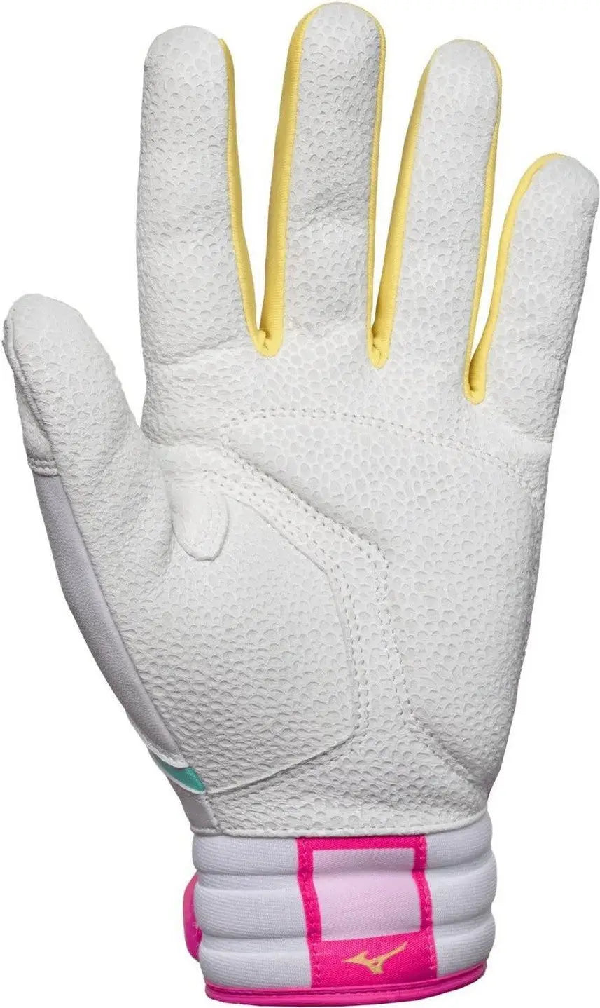 Mizuno 330443 Pro Select Fastpitch Women’s Softball Batting Glove - White-teal