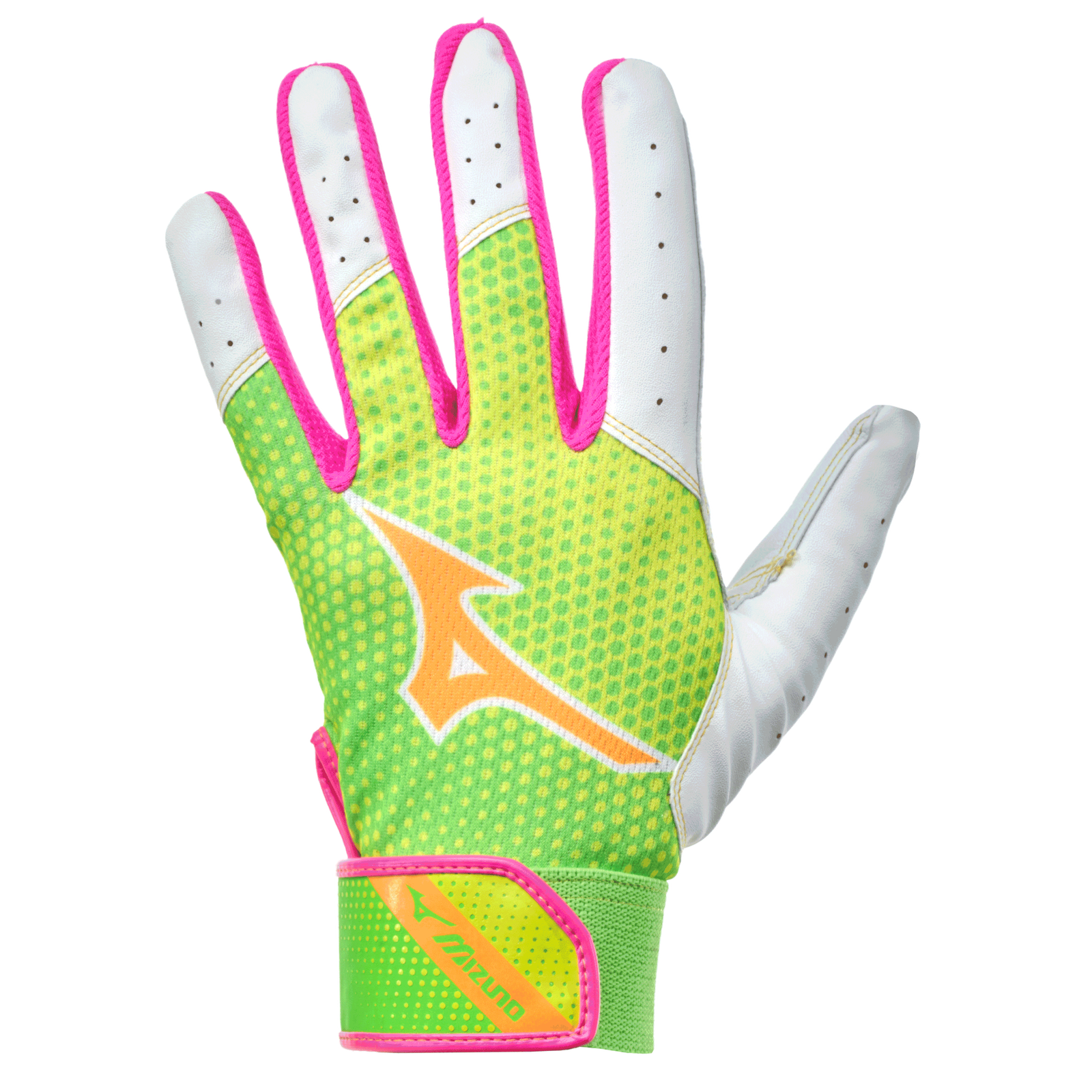 Mizuno 330462 Mvp Youth Baseball Batting Glove - Green Pink
