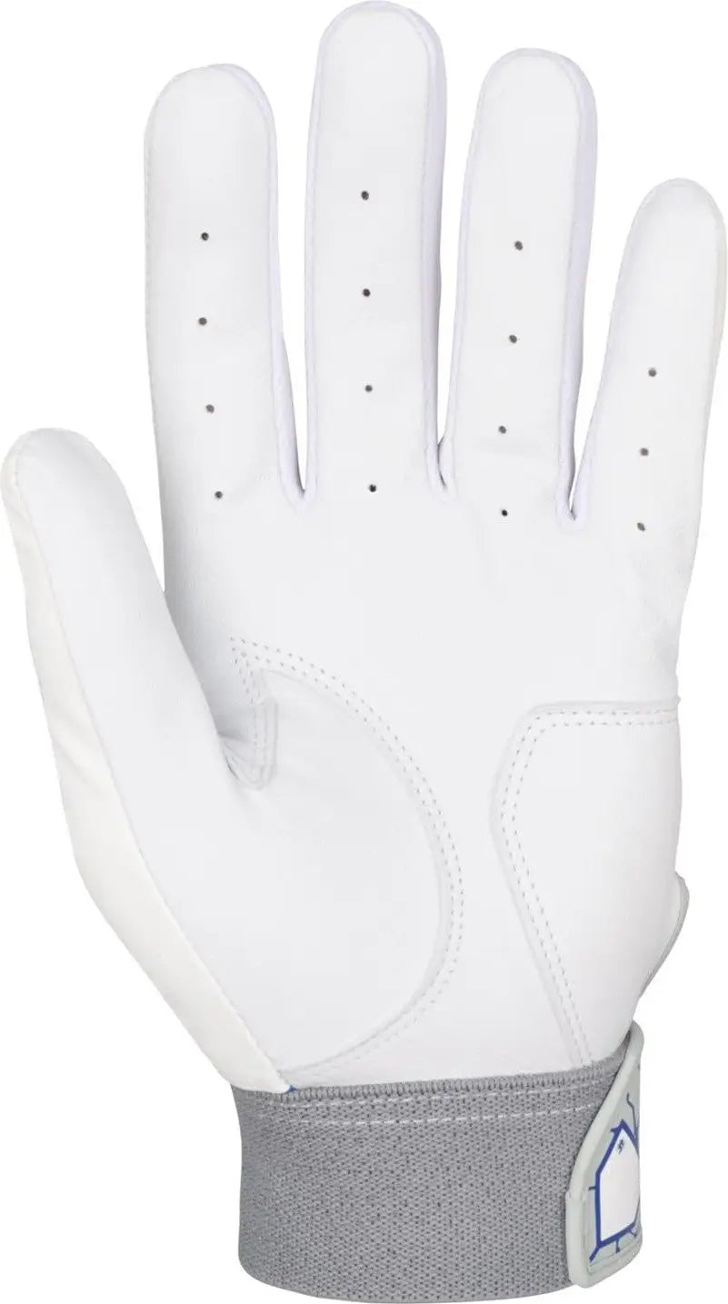 Mizuno 330462 Mvp Youth Baseball Batting Glove - White-blue
