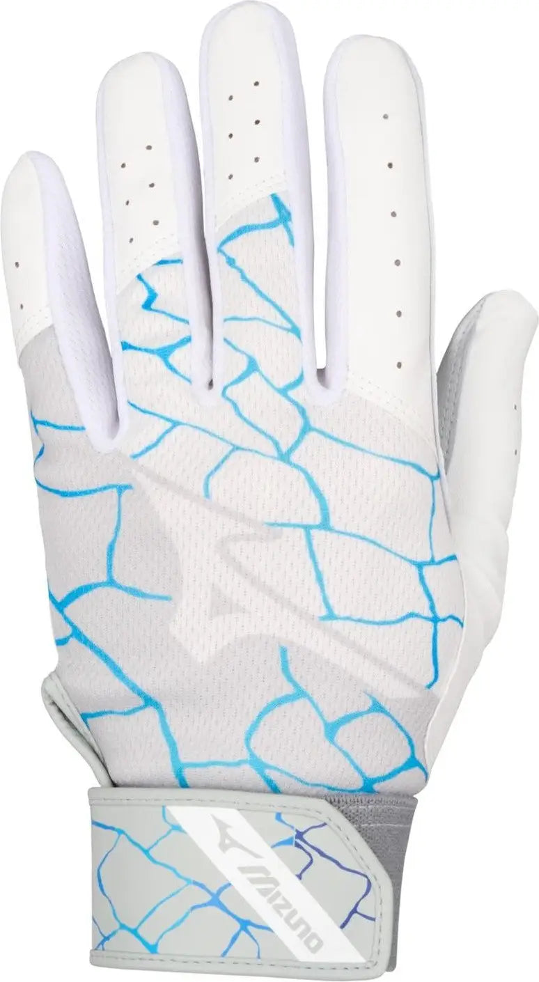 Mizuno 330462 Mvp Youth Baseball Batting Glove - White-blue