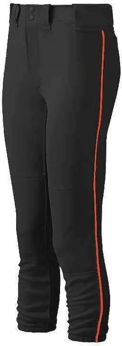 Mizuno 350314 Women’s Select Belted Piped Pant - Black Orange