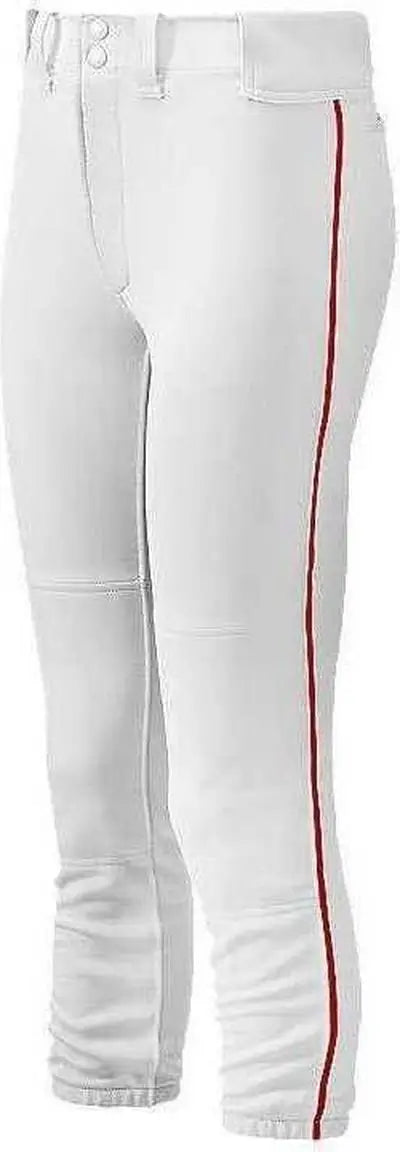 Mizuno 350314 Women’s Select Belted Piped Pant - White Red