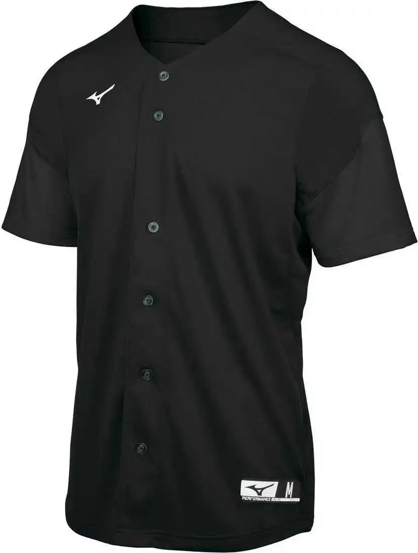Mizuno 350713 Aerolite Full Button Baseball Jersey - Black